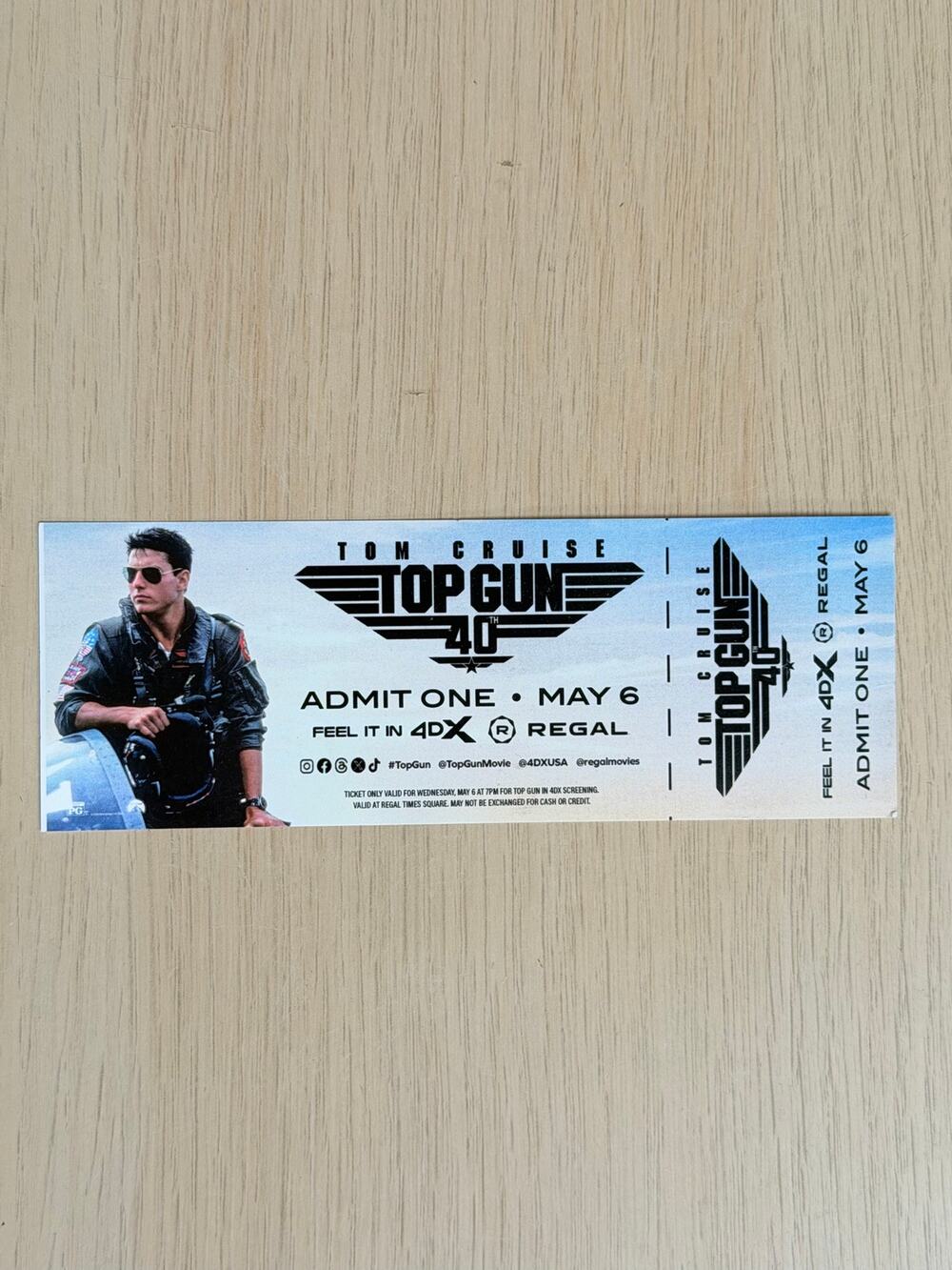 Rare Top Gun 40th Anniversary 4DX Ticket